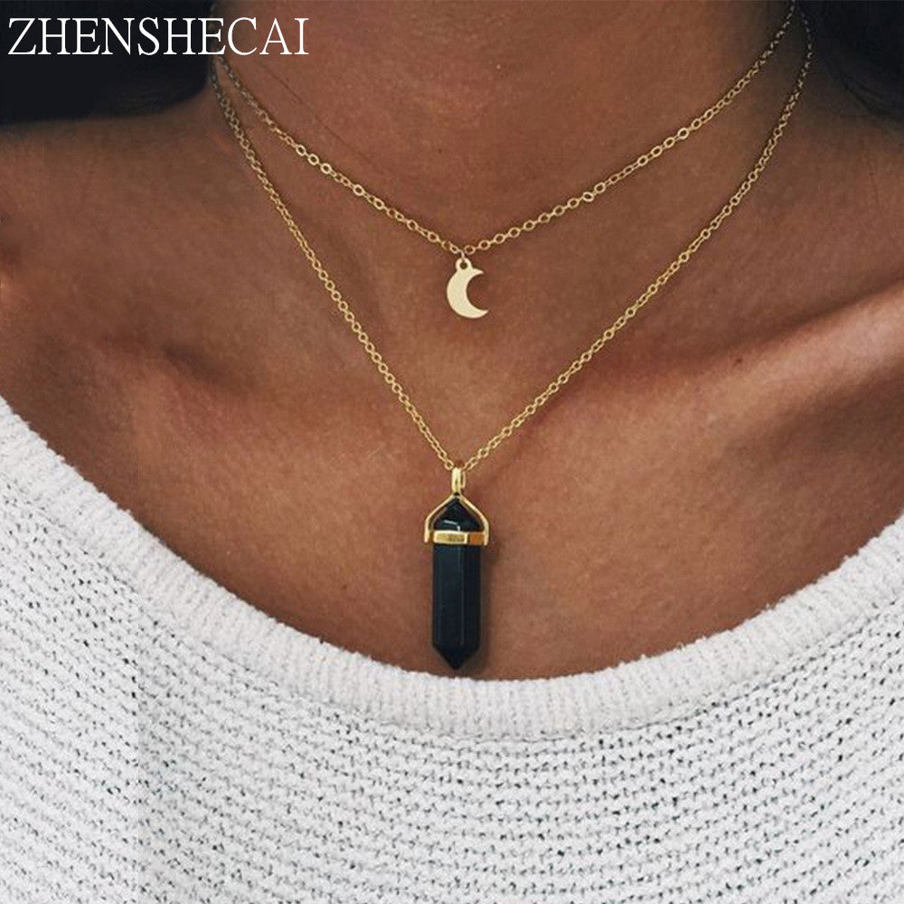 Double Layer Moon Necklace